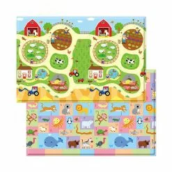 Lots 4 Tots Playmat Busy Farm Print 2 Sides Linen