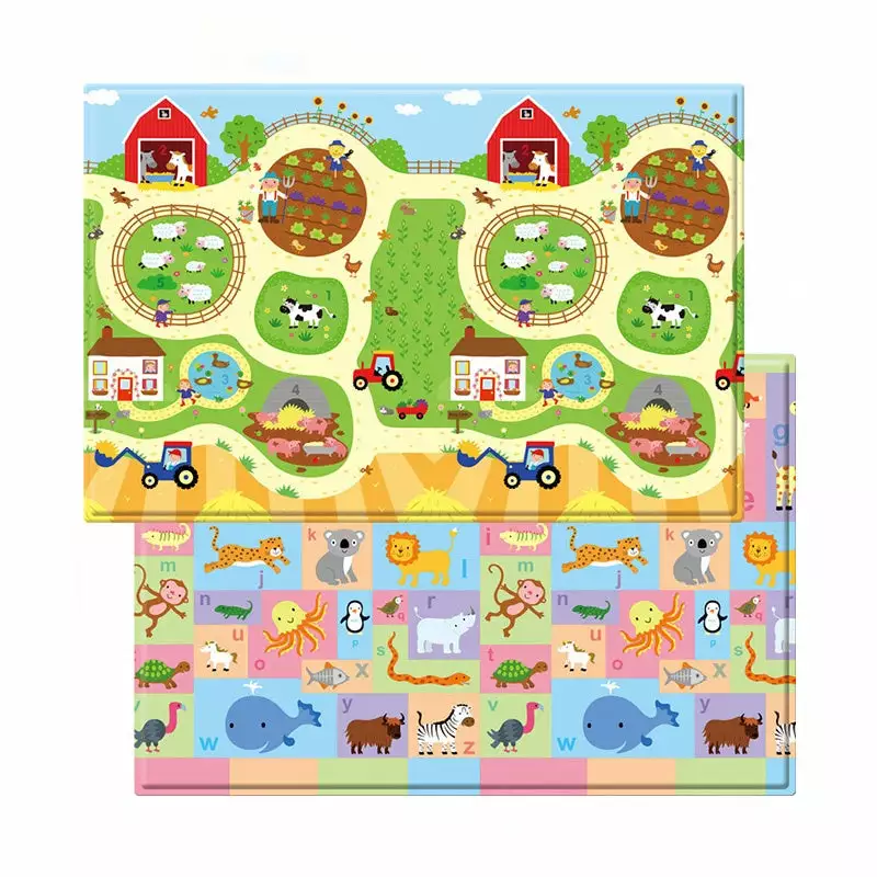 Lots 4 Tots Playmat Busy Farm Print 2 Sides Linen 3 Lots 4 Tots Playmat Busy Farm Print 2 Sides Linen