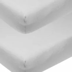 Meyco White Fitted Sheet 2 Pack 120 X 60 Cm Linen