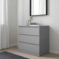Ikea Malm Dresser 3 Drawers Grey